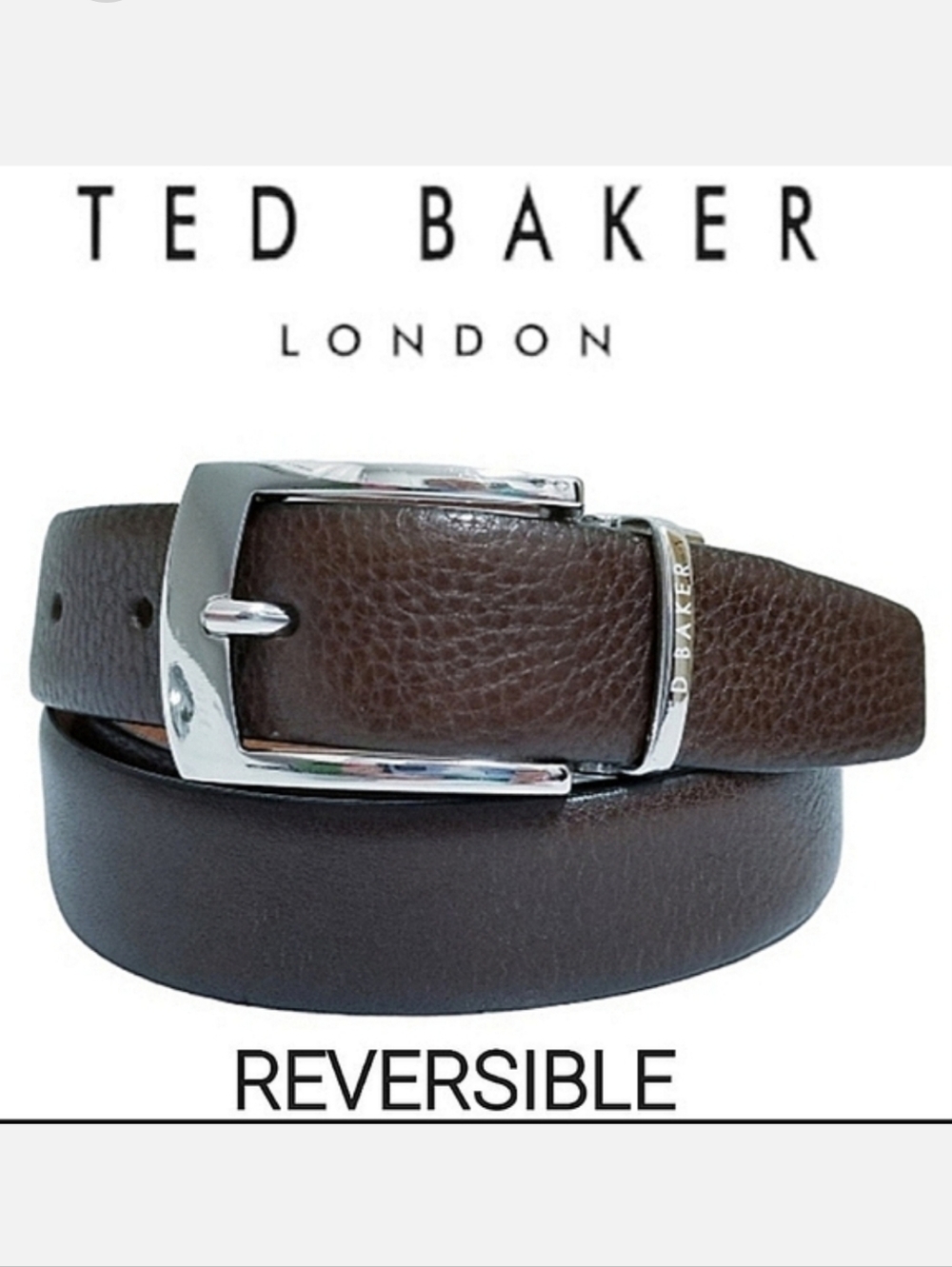 Ted Baker London Dark & Chestnut Brown Reversible Leather Belt 39